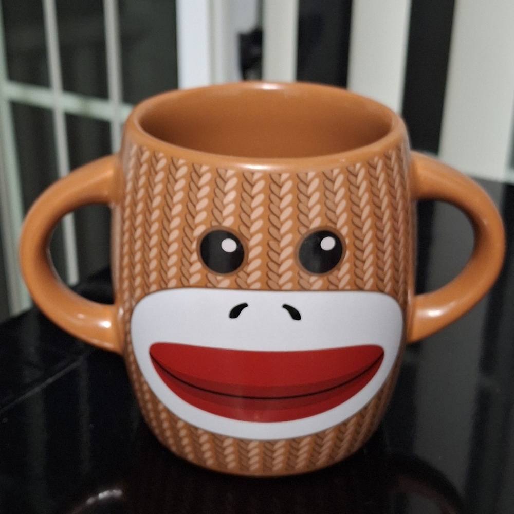 Sock Monkey Face Mug - Brown